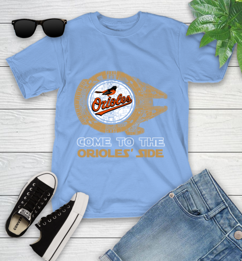 MLB Come To The Baltimore Orioles Side Star Wars Baseball Sports Youth T-Shirt 15
