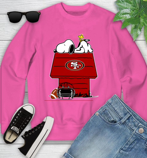 San Francisco 49ers NFL Football Snoopy Woodstock The Peanuts Movie Youth Sweatshirt 7