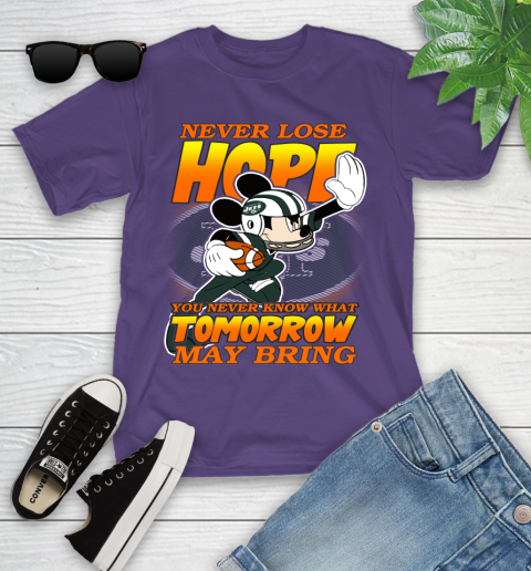 New York Jets NFL Football Mickey Disney Never Lose Hope Youth T-Shirt 3