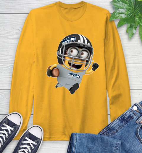 NFL Seattle Seahawks Minions Disney Football Sports Long Sleeve T-Shirt 3