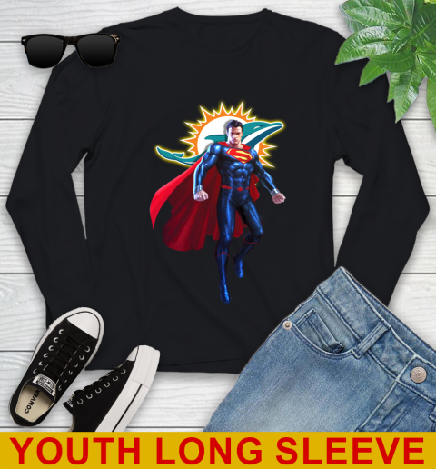 NFL Superman DC Sports Football Miami Dolphins Youth Long Sleeve 2