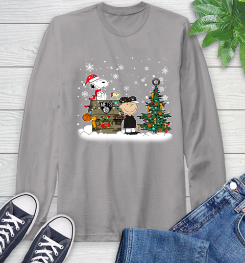 Brooklyn Nets NBA Basketball Christmas The Peanuts Movie Snoopy Championship Long Sleeve T-Shirt 6