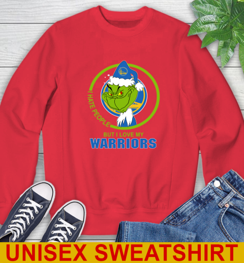 Golden State Warriors NBA Christmas Grinch I Hate People But I Love My Favorite Basketball Team Sweatshirt 10
