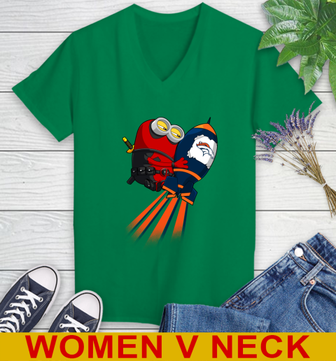 NFL Football Denver Broncos Deadpool Minion Marvel Shirt Women's V-Neck T-Shirt 5
