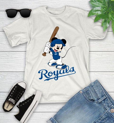 MLB Baseball Kansas City Royals Cheerful Mickey Mouse Shirt Youth T-Shirt 2