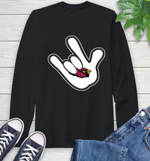 Arizona Cardinals NFL Football Mickey Rock Hand Disney Long Sleeve T-Shirt 2