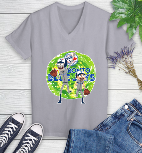MLB Toronto Blue Jays Rick And Morty Baseball Sports Women's V-Neck T-Shirt 4