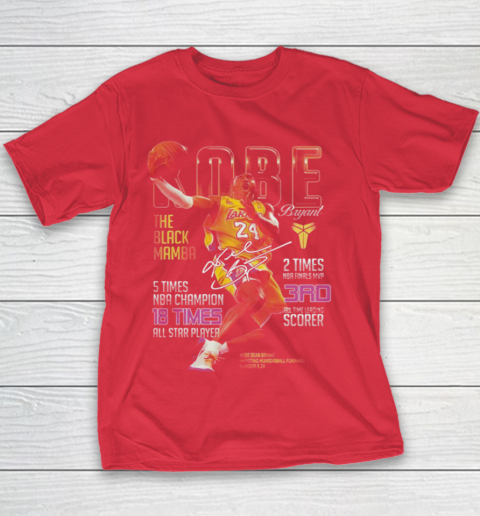 Kobe Bryant The Black Mamba 5 Times NBA Champions Signatures Youth T Shirt