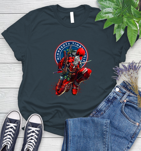 NBA Deadpool Marvel Comics Sports Basketball Minnesota Timberwolves Women's T-Shirt 8