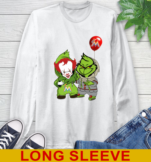 Baby Pennywise Grinch Christmas MLB Baseball Miami Marlins Long Sleeve T-Shirt