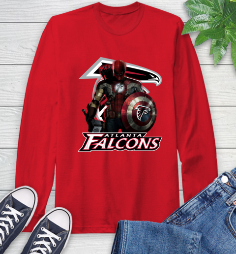 NFL Captain America Thor Spider Man Hawkeye Avengers Endgame Football Atlanta Falcons Long Sleeve T-Shirt 10