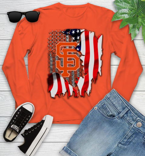 San Francisco Giants MLB Baseball American Flag Youth Long Sleeve 3