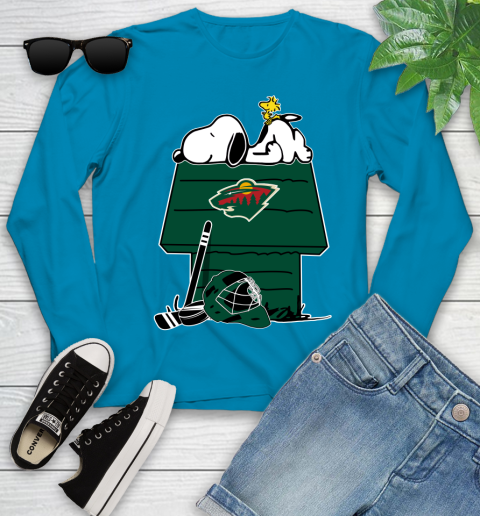 Minnesota Wild NHL Hockey Snoopy Woodstock The Peanuts Movie Youth Long Sleeve 7