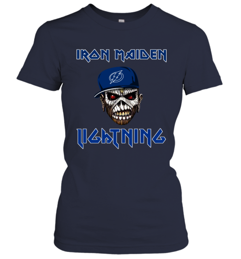 NHL Tampa Bay Lightning Iron Maiden Rock Band Music Hockey Sports XlMGCTZSHw6 ladies t shirt 20 95 151514 front navy