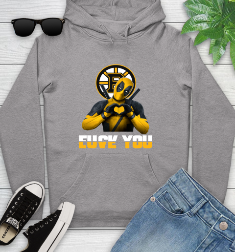 NHL Boston Bruins Deadpool Love You Fuck You Hockey Sports Youth Hoodie 6