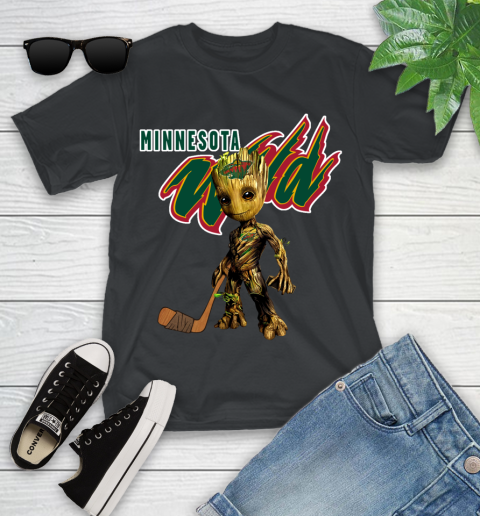 Minnesota Wild NHL Hockey Groot Marvel Guardians Of The Galaxy Youth T-Shirt 2