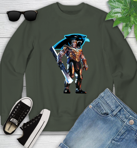 NFL Thanos Gauntlet Avengers Endgame Football Carolina Panthers Youth Sweatshirt 10