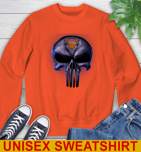 New York Knicks NBA Basketball Punisher Skull Sports Sweatshirt 3