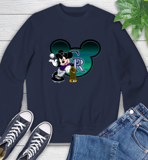 MLB Colorado Rockies The Commissioner's Trophy Mickey Mouse Disney Sweatshirt 3
