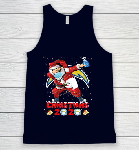 Los Angeles Chargers Funny Santa Claus Dabbing Christmas 2020 NFL Tank Top - Image 3