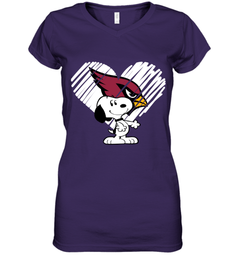 plv8 happy christmas with arizona cardinals snoopy women v neck t shirt 39 front purple