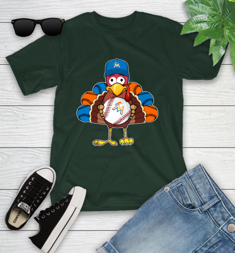Miami Marlins Turkey thanksgiving Youth T-Shirt 5
