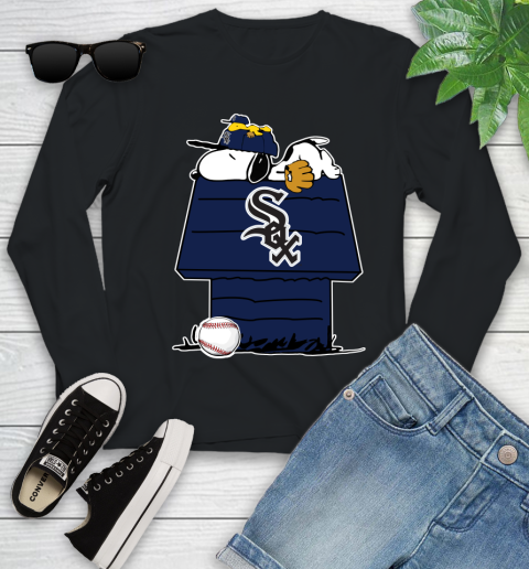 MLB Chicago White Sox Snoopy Woodstock The Peanuts Movie Baseball T Shirt Youth Long Sleeve 2