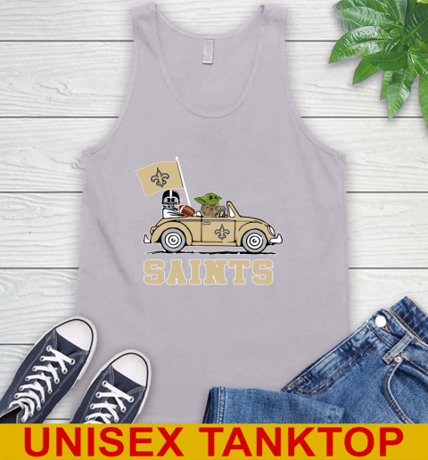 NFL Football New Orleans Saints Darth Vader Baby Yoda Driving Star Wars Shirt Tank Top 4