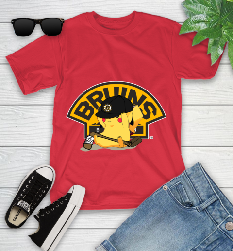 NHL Pikachu Hockey Sports Boston Bruins Youth T-Shirt 10