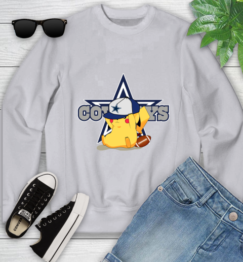 NFL Pikachu Football Sports Dallas Cowboys Youth Sweatshirt 4