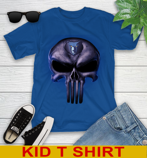 Memphis Grizzlies NBA Basketball Punisher Skull Sports Youth T-Shirt 10