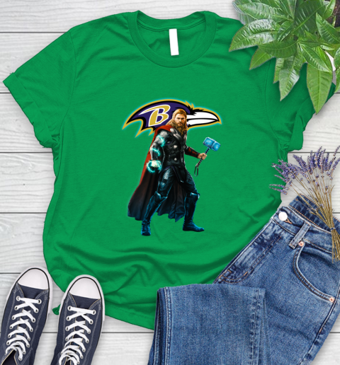NFL Thor Avengers Endgame Football Baltimore Ravens Women's T-Shirt 6