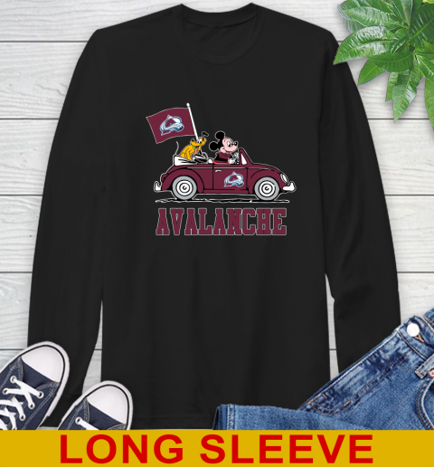 NHL Hockey Colorado Avalanche Pluto Mickey Driving Disney Shirt Long Sleeve T-Shirt 2