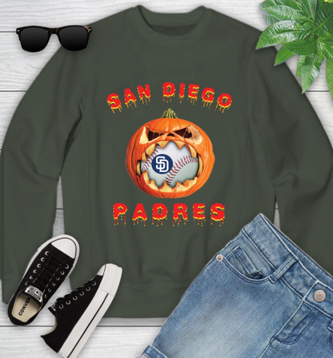 MLB San Diego Padres Halloween Pumpkin Baseball Sports Youth Sweatshirt 10