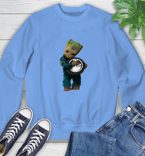 NHL Groot Guardians Of The Galaxy Hockey Sports Edmonton Oilers Sweatshirt 11