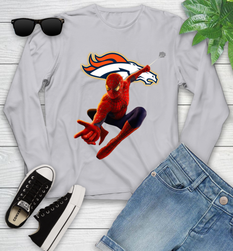 NFL Spider Man Avengers Endgame Football Denver Broncos Youth Long Sleeve 5