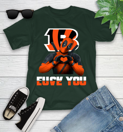 NHL Cincinnati Bengals Deadpool Love You Fuck You Football Sports Youth T-Shirt 5