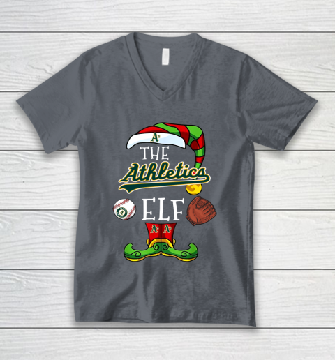 Oakland Athletics Christmas ELF Funny MLB V-Neck T-Shirt 4