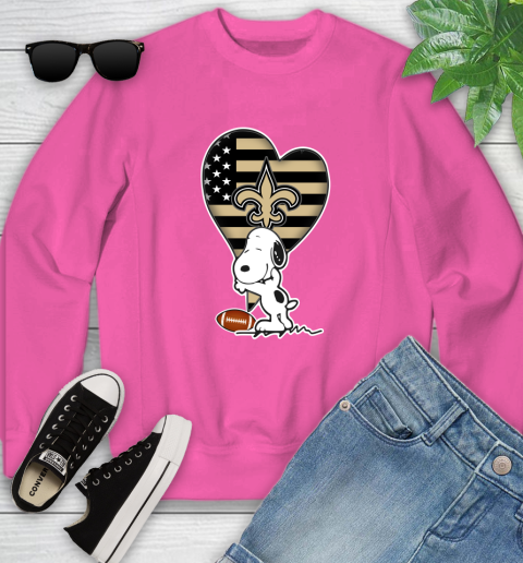 New Orleans Saints NFL Football The Peanuts Movie Adorable Snoopy Youth Sweatshirt 7