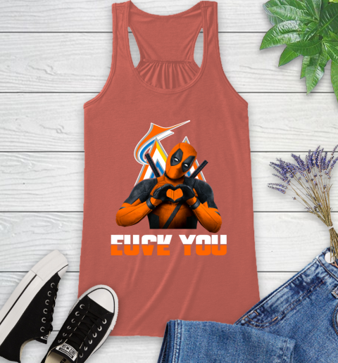 MLB Miami Marlins Deadpool Love You Fuck You Baseball Sports Racerback Tank 3