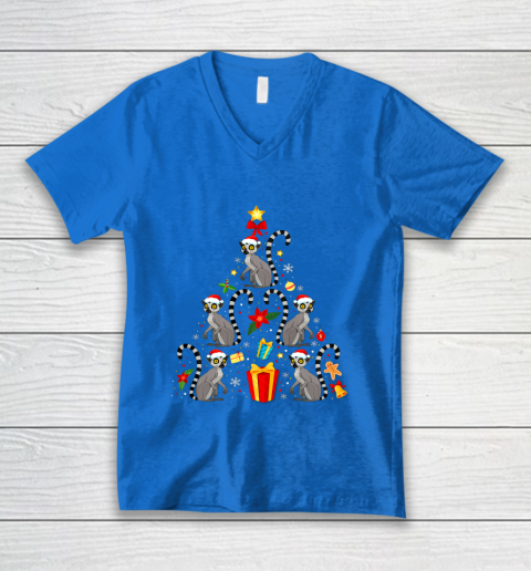 Lemur Christmas Ornament Tree Funny Gift V-Neck T-Shirt 5
