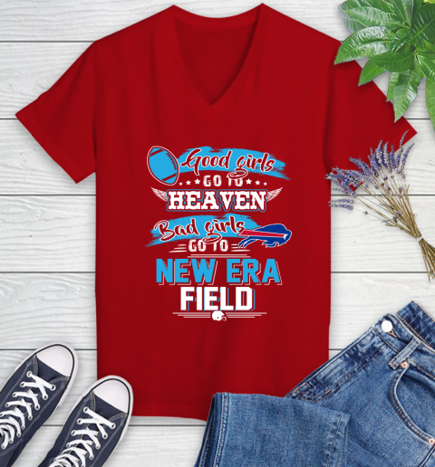 Buffalo Bills NFL Bad Girls Go To New Era Field Shirt Women's V-Neck T-Shirt 11