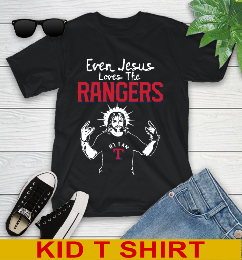 Texas Rangers MLB Baseball Even Jesus Loves The Rangers Shirt Youth T-Shirt