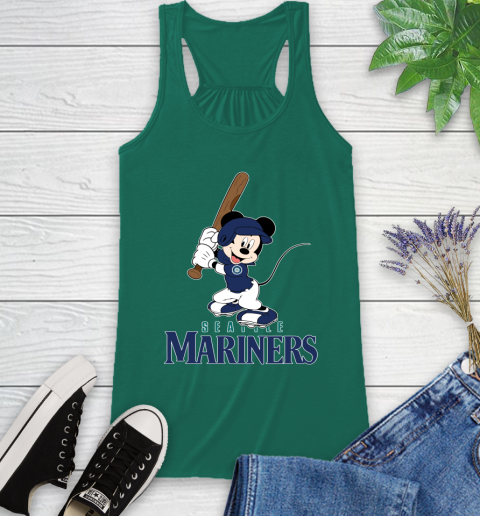 MLB Baseball Seattle Mariners Cheerful Mickey Mouse Shirt Racerback Tank 7