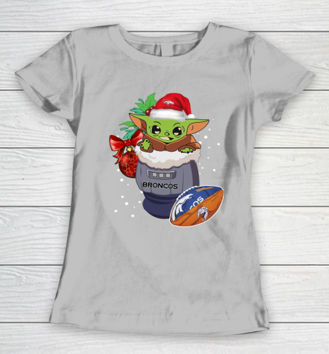 Denver Broncos Christmas Baby Yoda Star Wars Funny Happy NFL Women's T-Shirt 6