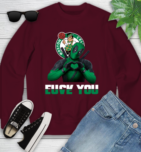 NBA Boston Celtics Deadpool Love You Fuck You Basketball Sports Youth Sweatshirt 4