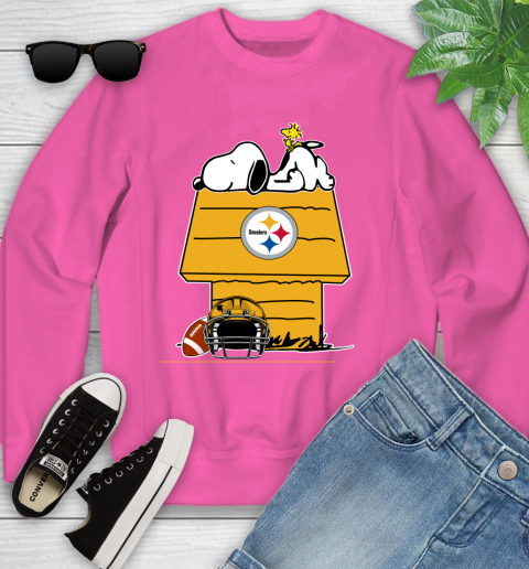 Pittsburgh Steelers NFL Football Snoopy Woodstock The Peanuts Movie Youth Sweatshirt 7