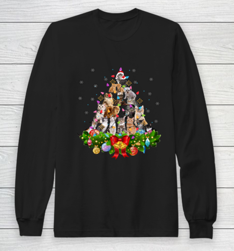 Funny Cat Christmas Tree Xmas Gifts Long Sleeve T-Shirt