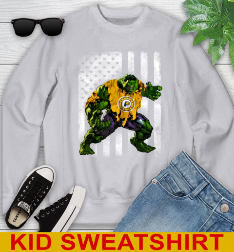 Indiana Pacers Hulk Marvel Avengers NBA Basketball American Flag Youth Sweatshirt 3
