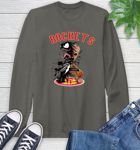 NBA Houston Rockets Basketball Venom Groot Guardians Of The Galaxy Long Sleeve T-Shirt 8
